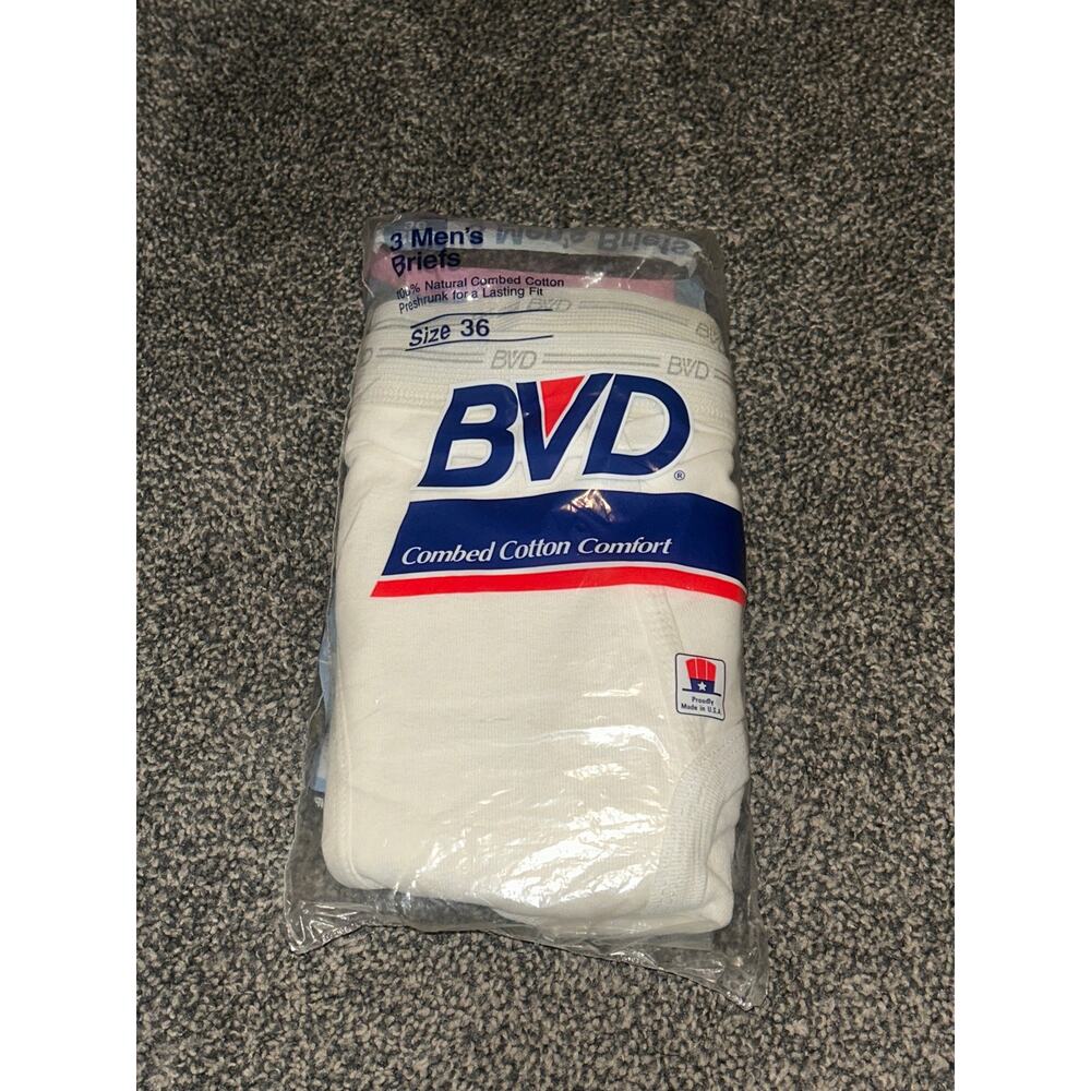 Vintage 1985 BVD Size 36 Men's Briefs 3 Pack Underwear Made In USA